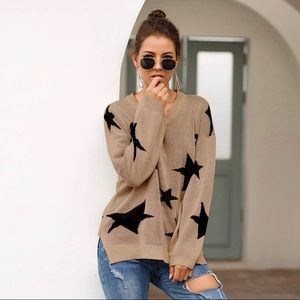Loose fit chunky knit star pullover